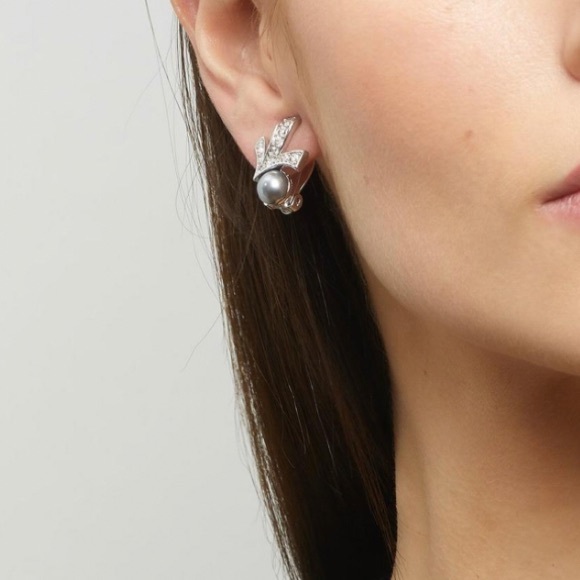 Nina Ricci Crystal and Faux Pear Art Deco Clips